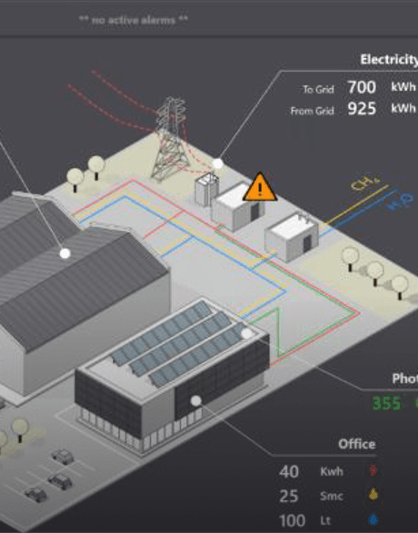 شاشات مراقبة SCADA في غرفة تحكم صناعية